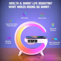 Reloj despertador con luz RGB y carga inalámbrica