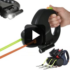 Correa antienredos para dos perros pequeños con linterna